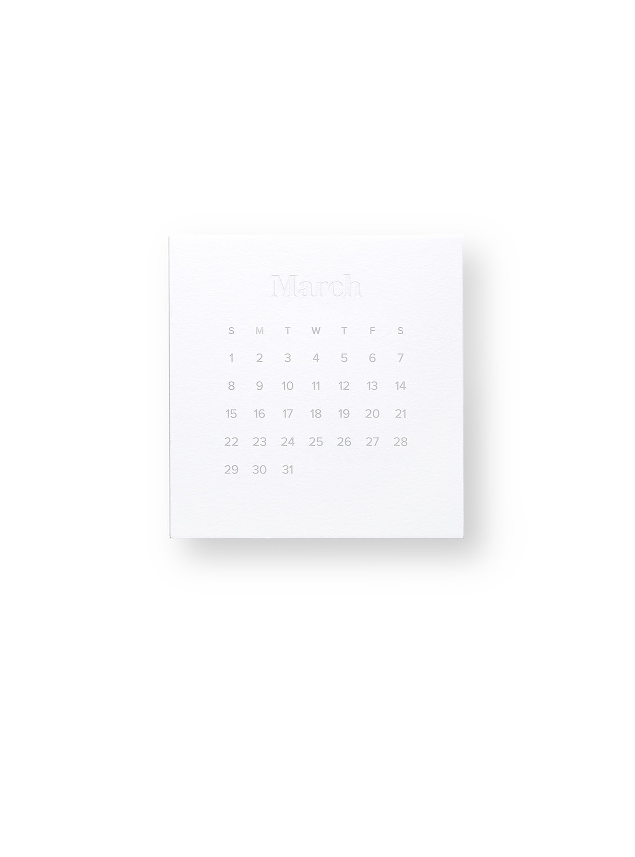 2026 Desk calendar card front view