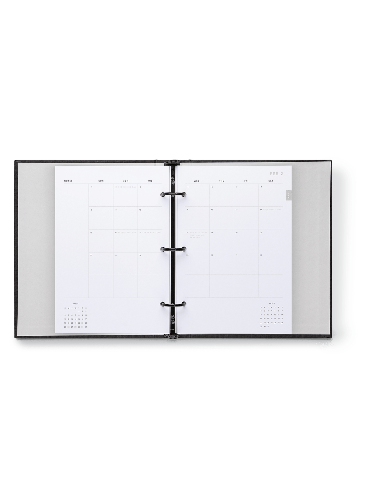 Compact Binder Planner interior month spread view