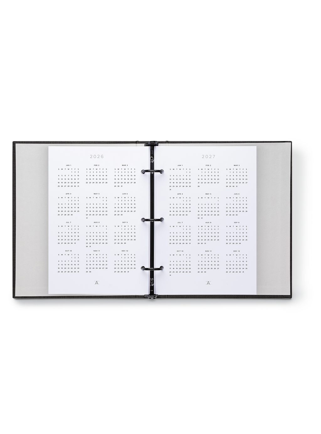 Compact Binder Planner interior year spread view