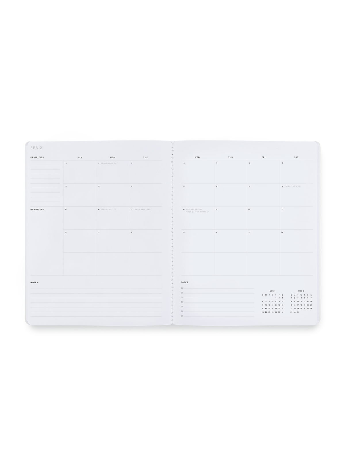 2026 Monthly Planner interior month view