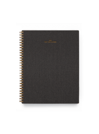 2026 Year Task Planner in Charcoal Gray bookcloth with brass wire-o binding front view