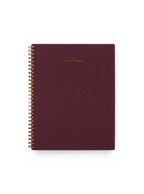 2026 Year Task Planner in Pomegranate bookcloth with brass wire-o binding front view || Pomegranate