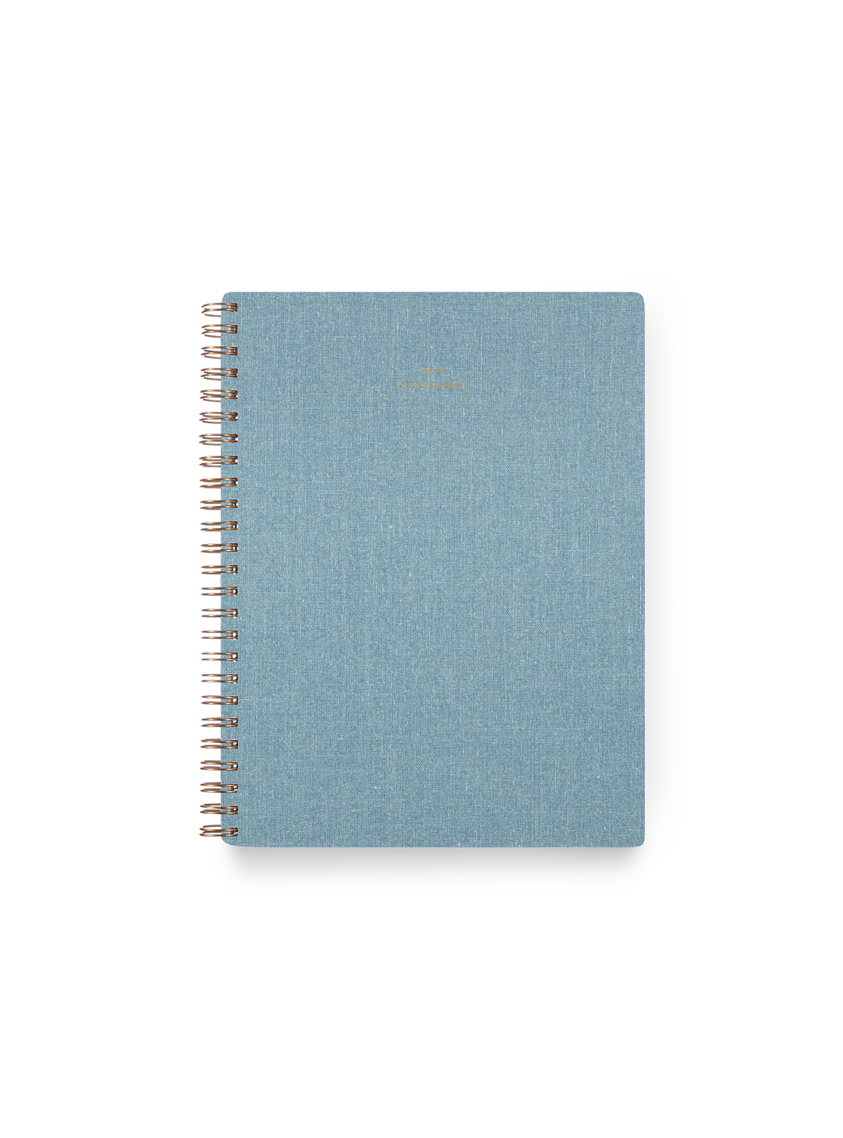 2027 Compact Task Planner in Chambray Blue bookcloth with brass wire-o binding front view || Chambray Blue