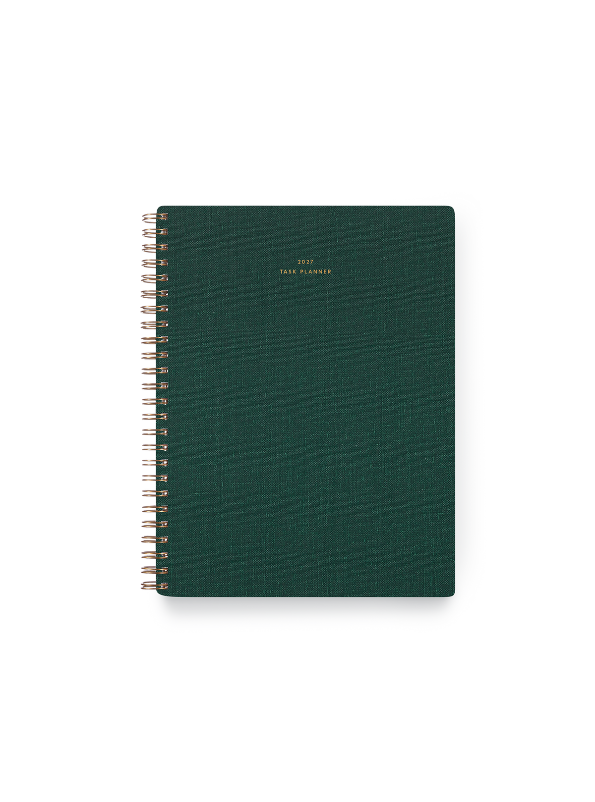 2027 Compact Task Planner in Hunter Green bookcloth with brass wire-o binding front view || Hunter Green
