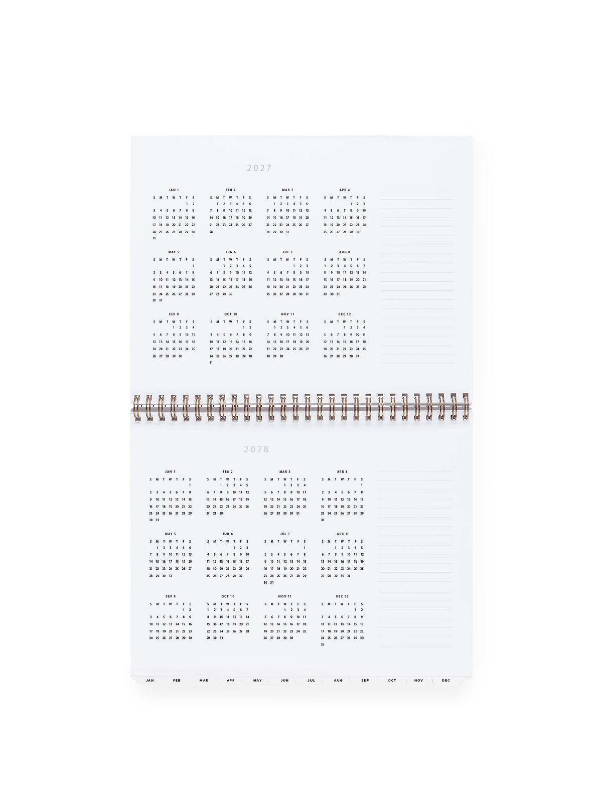 Appointed 2027 Weekly Task Planner Year Overview