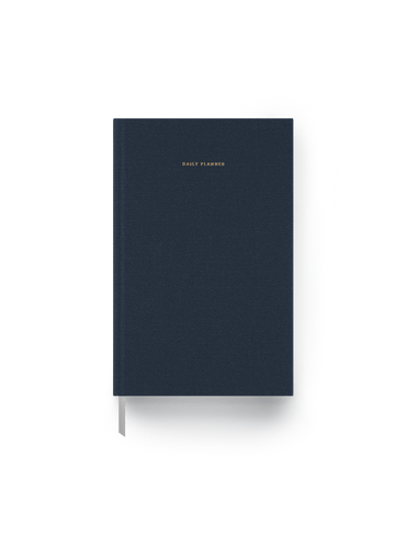 The Appointed 25-26 Daily Planner in Oxford Blue with casebound hardcover and gold foil details || Oxford Blue