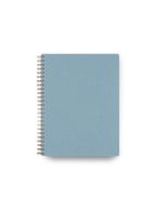 25-26 Weekly Grid Planner in Chambray Blue bookcloth with brass wire-o binding front view || Chambray Blue