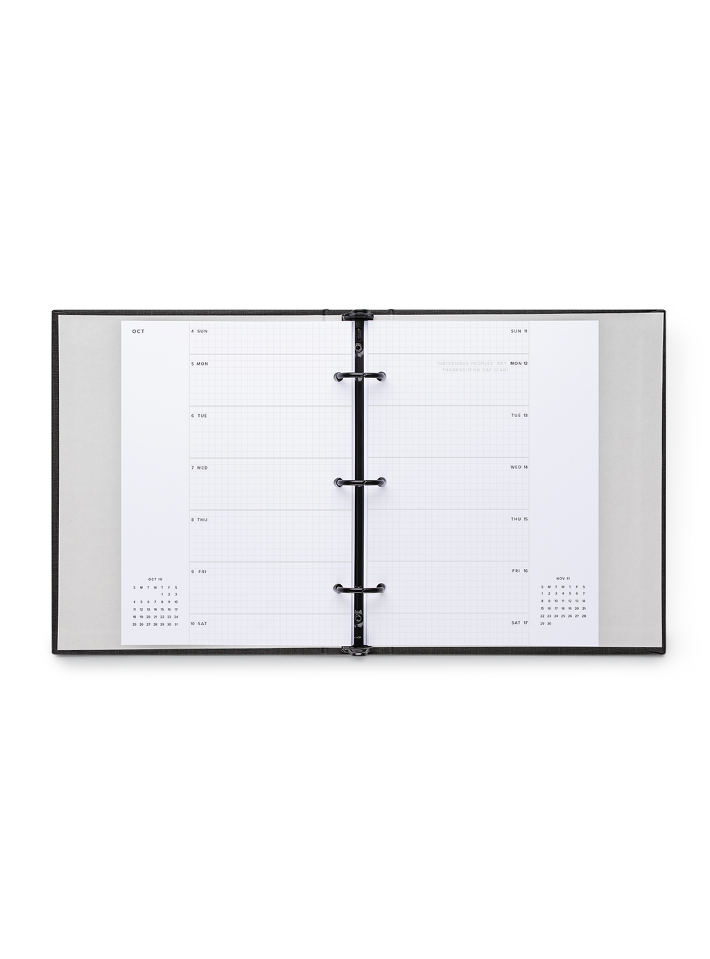 Compact Binder Planner interior two-week overview grid interior