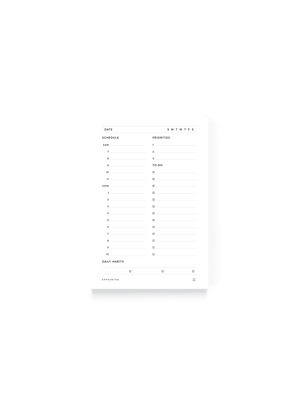 Daily Task Pad in White || White