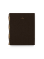Appointed Notebook in Espresso bookcloth with brass wire-o binding front view || Espresso