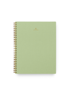 Appointed Notebook in Matcha bookcloth with brass wire-o binding front view || Matcha