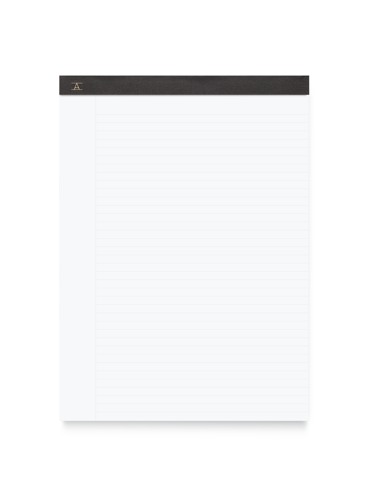 Appointed Legal Pad bound in Charcoal Gray bookcloth and gold foil stamped logo front view || Charcoal Gray