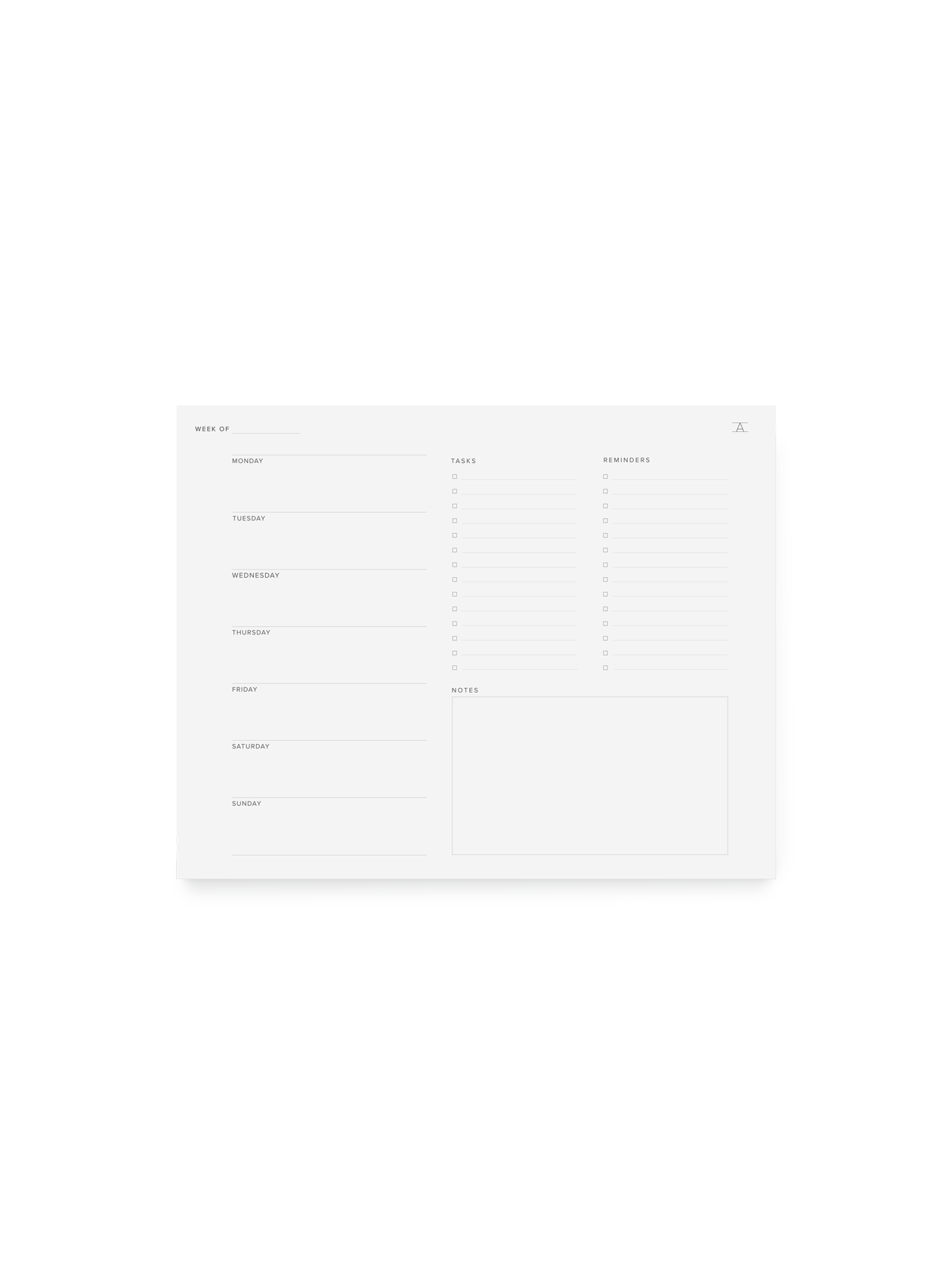 Appointed Weekly Task Pad Front View