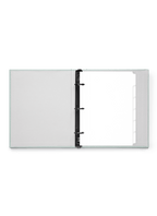 The appointed.mommpact Binder Tabs in the Mineral Compact Binder, front view.