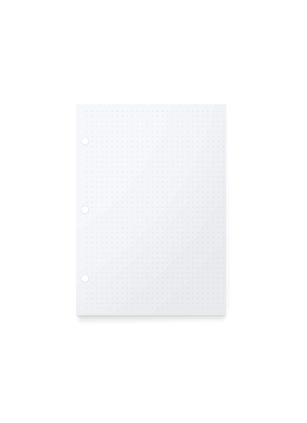 The appointed.mommpact Binder Dot Grid Inserts, front view. || Dot Grid