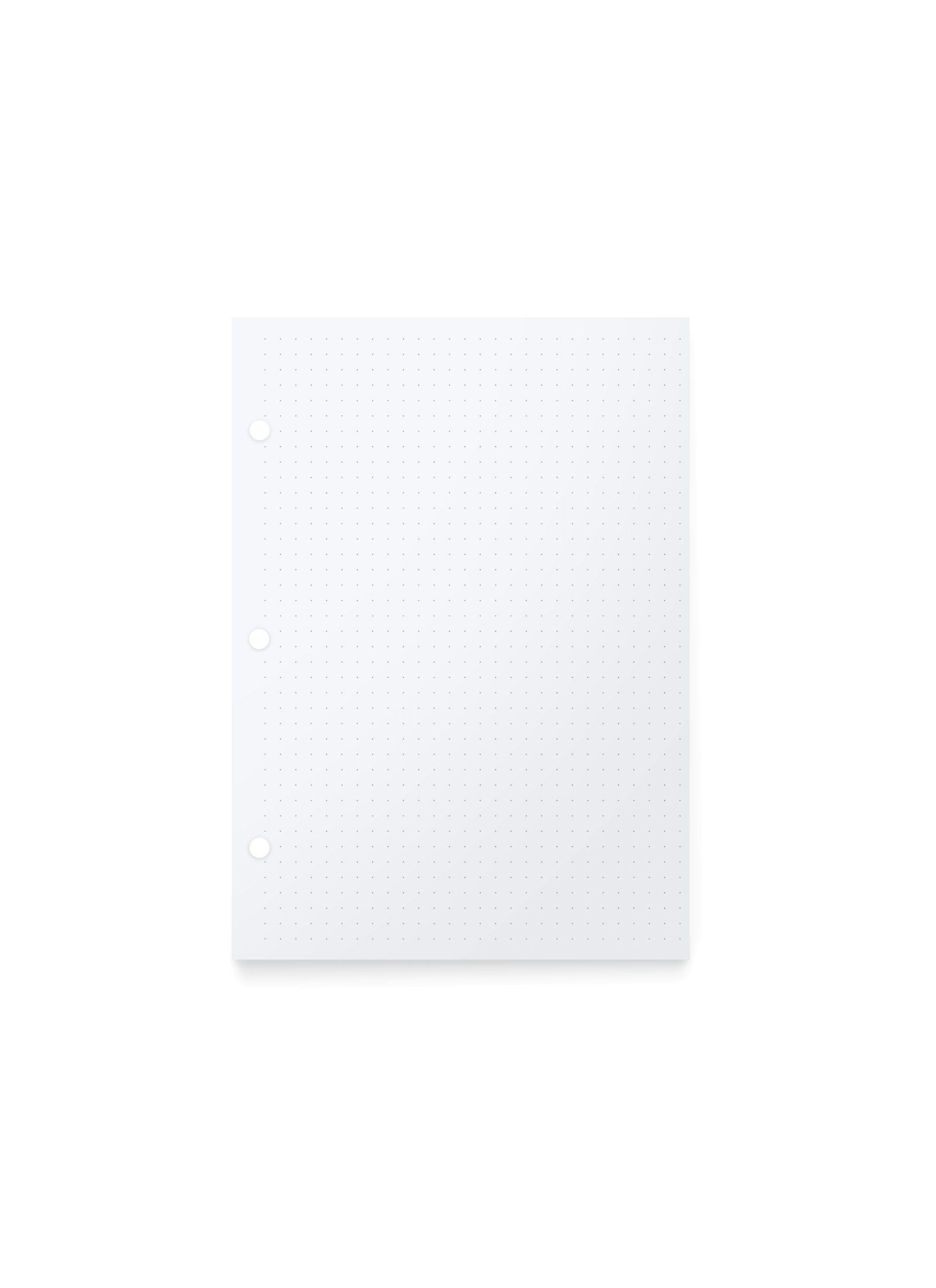 The appointed.mommpact Binder Dot Grid Inserts, front view. || Dot Grid