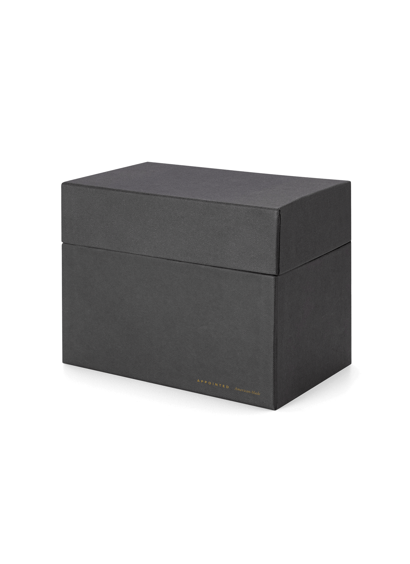 Angled view of Sage Card Keeper, lid on || Onyx