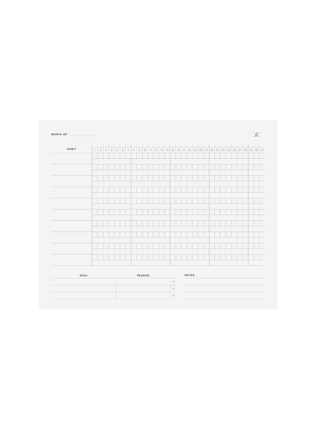 The Appointed Habit Tracker front view